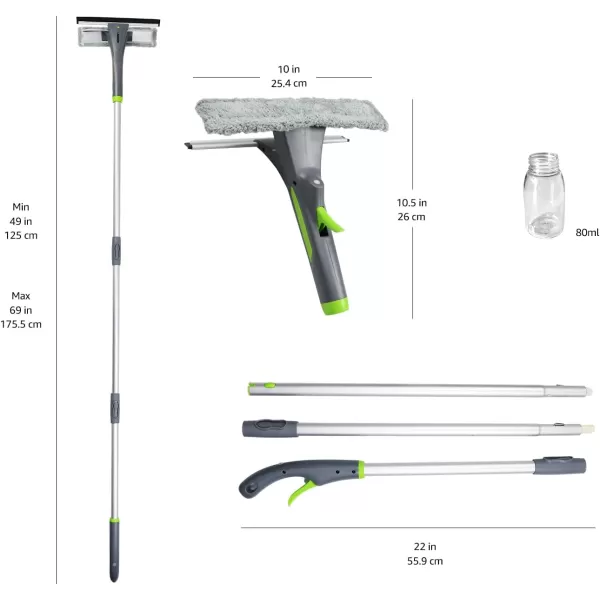 Amazon Basics Extendable Window Squeegee with Spray Aluminum Extension Pole 49 to 69 InchAmazon Basics Extendable Window Squeegee with Spray Aluminum Extension Pole 49 to 69 Inch