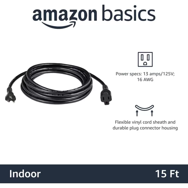 Amazon Basics Extension Cord 13 Amps 125V 10 Foot BlackBlack 15Foot Single Extension Cord
