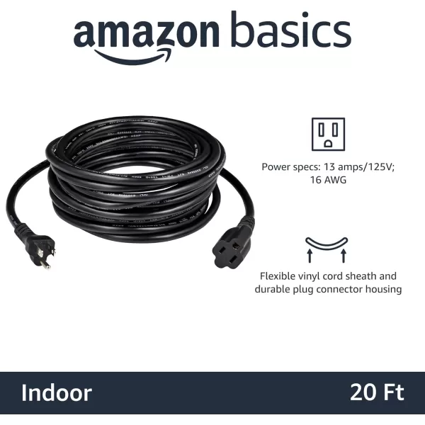 Amazon Basics Extension Cord 13 Amps 125V 10 Foot BlackBlack 20Foot TwoPack Extension Cord
