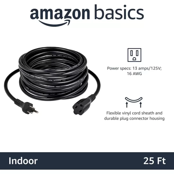 Amazon Basics Extension Cord 13 Amps 125V 10 Foot BlackBlack 25Foot TwoPack Extension Cord
