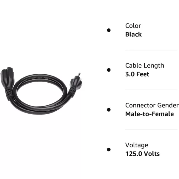 Amazon Basics Extension Cord 13 Amps 125V 10 Foot BlackBlack 3Foot Single Extension Cord