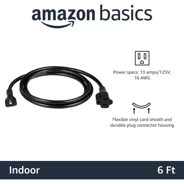 Amazon Basics Extension Cord 13 Amps 125V 10 Foot BlackBlack 6Foot TwoPack Extension Cord