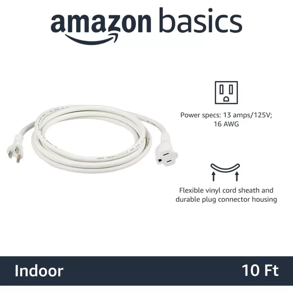 Amazon Basics Extension Cord 13 Amps 125V 10 Foot BlackWhite 10Foot TwoPack Extension Cord