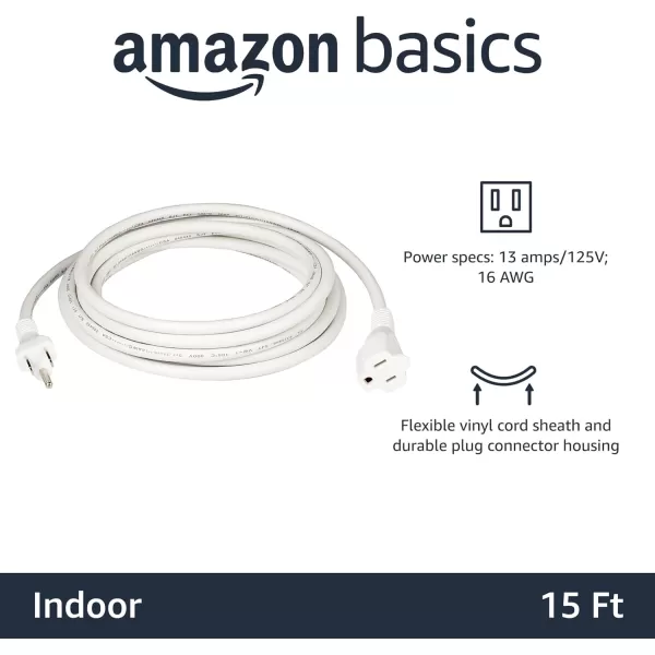 Amazon Basics Extension Cord 13 Amps 125V 10 Foot BlackWhite 15Foot Single Extension Cord