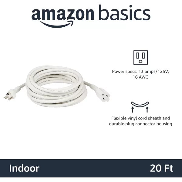 Amazon Basics Extension Cord 13 Amps 125V 10 Foot BlackWhite 20Foot TwoPack Extension Cord
