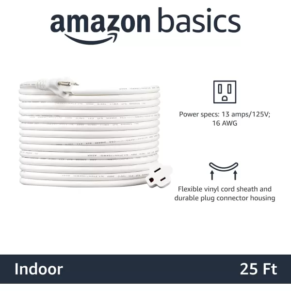 Amazon Basics Extension Cord 13 Amps 125V 10 Foot BlackWhite 25Foot Single Extension Cord