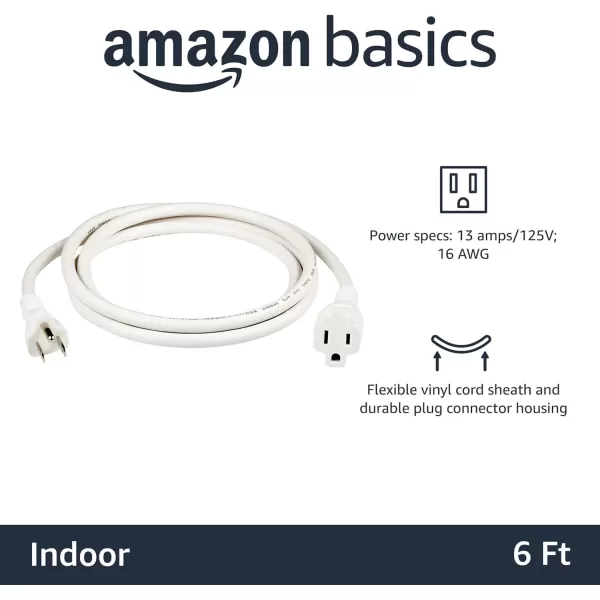 Amazon Basics Extension Cord 13 Amps 125V 10 Foot BlackWhite 6Foot TwoPack Extension Cord
