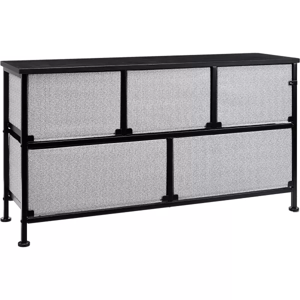 Amazon Basics Extra Wide Fabric 5Drawer Storage Organizer Unit for Closet WhiteBlack Organizer Unit  Grey Drawers