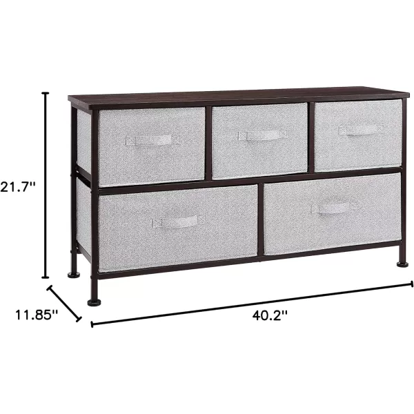 Amazon Basics Extra Wide Fabric 5Drawer Storage Organizer Unit for Closet WhiteBronze Organizer Unit  Grey Drawers