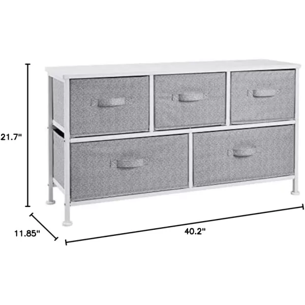 Amazon Basics Extra Wide Fabric 5Drawer Storage Organizer Unit for Closet WhiteWhite Organizer Unit  Grey Drawers