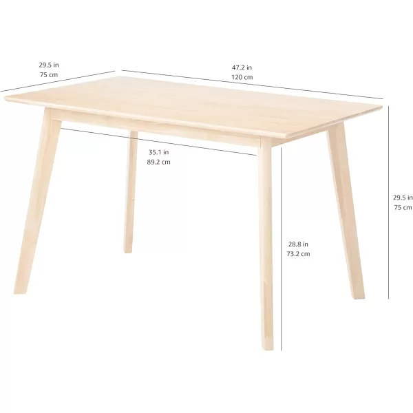 Amazon Basics FSC Certified Solid Wood Kitchen Rectangular Dining Table Natural Wood 295D x 472W x 295HAmazon Basics FSC Certified Solid Wood Kitchen Rectangular Dining Table Natural Wood 295D x 472W x 295H