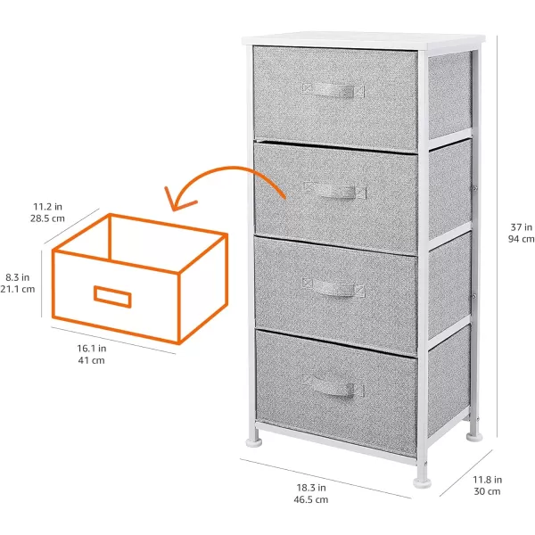 Amazon Basics Fabric 4Drawer Storage Organizer Unit for Closet WhiteWhite