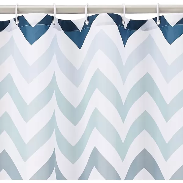 Amazon Basics Fabric Shower Curtain with Grommets and Hooks  72 x 72 Inch WhiteBlue Ombre Chevron