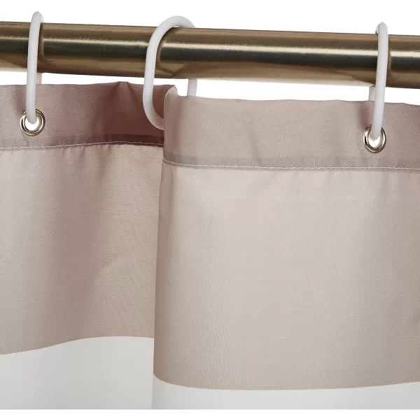 Amazon Basics Fabric Shower Curtain with Grommets and Hooks  72 x 72 Inch WhiteLight Brown Beige