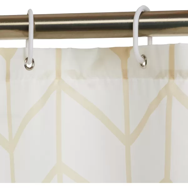 Amazon Basics Fabric Shower Curtain with Grommets and Hooks  72 x 72 Inch WhiteNatural Herringbone