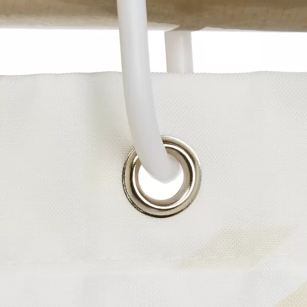 Amazon Basics Fabric Shower Curtain with Grommets and Hooks  72 x 72 Inch WhiteNatural Herringbone