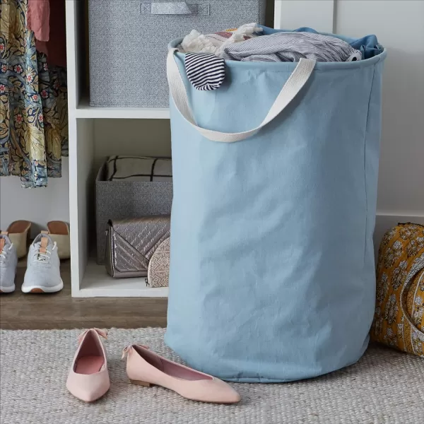 Amazon Basics Fabric Storage Bin  Tall Round Charcoal GreyDusty Blue Tall Round