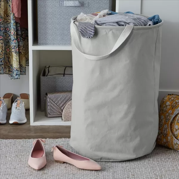 Amazon Basics Fabric Storage Bin  Tall Round Charcoal GreyLight Grey Tall Round
