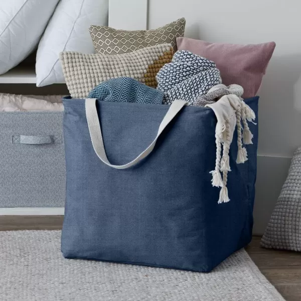 Amazon Basics Fabric Storage Bin  Tall Round Charcoal GreyNavy Blue Large Cube