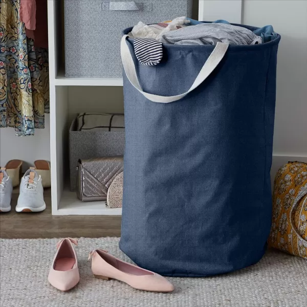 Amazon Basics Fabric Storage Bin  Tall Round Charcoal GreyNavy Blue Tall Round