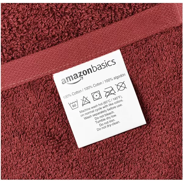 Amazon Basics FadeResistant Cotton Washcloth 12Pack White 12 L x 12 WBath Sheet Pack of 2 Crimson