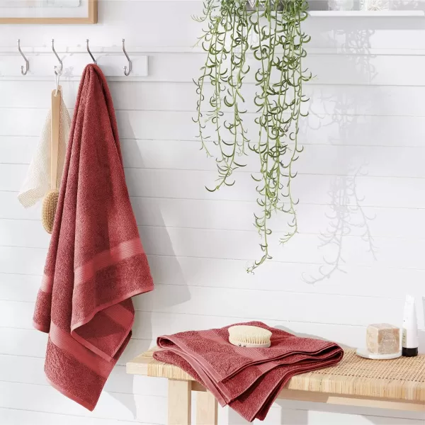 Amazon Basics FadeResistant Cotton Washcloth 12Pack White 12 L x 12 WBath Sheet Pack of 2 Crimson