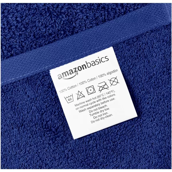 Amazon Basics FadeResistant Cotton Washcloth 12Pack White 12 L x 12 WBath Sheet Pack of 2 Navy Blue
