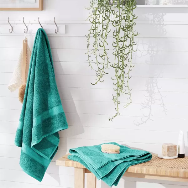 Amazon Basics FadeResistant Cotton Washcloth 12Pack White 12 L x 12 WBath Sheet Pack of 2 Teal