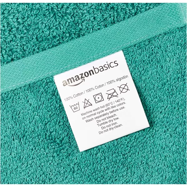 Amazon Basics FadeResistant Cotton Washcloth 12Pack White 12 L x 12 WBath Sheet Pack of 2 Teal