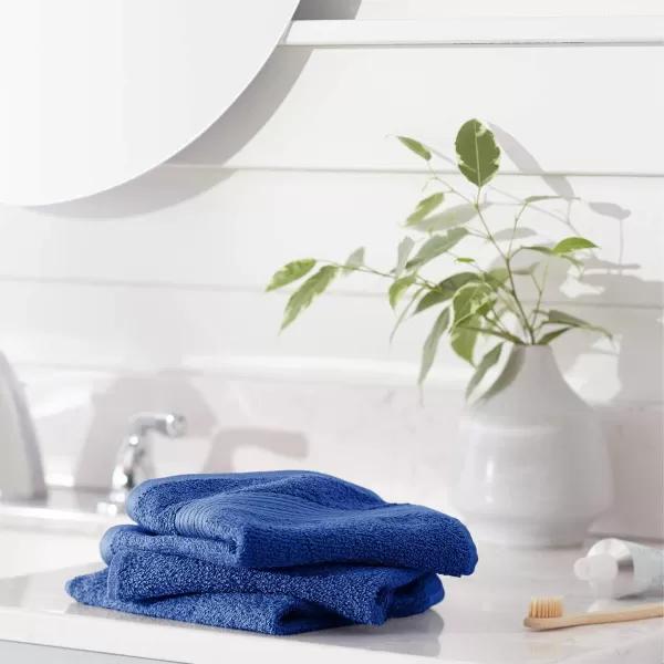 Amazon Basics FadeResistant Cotton Washcloth 12Pack White 12 L x 12 WWashcloth Pack of 12 Navy Blue