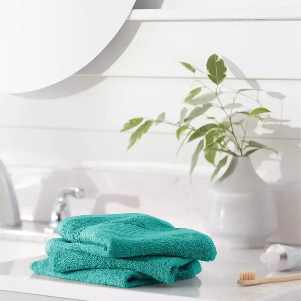 Amazon Basics FadeResistant Cotton Washcloth 12Pack White 12 L x 12 WWashcloth Pack of 12 Teal