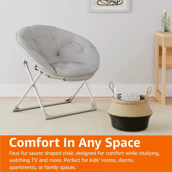 Amazon Basics Faux Fur Saucer Shaped Chair with Metal Frame Black 323D x 272W x 323HGrey