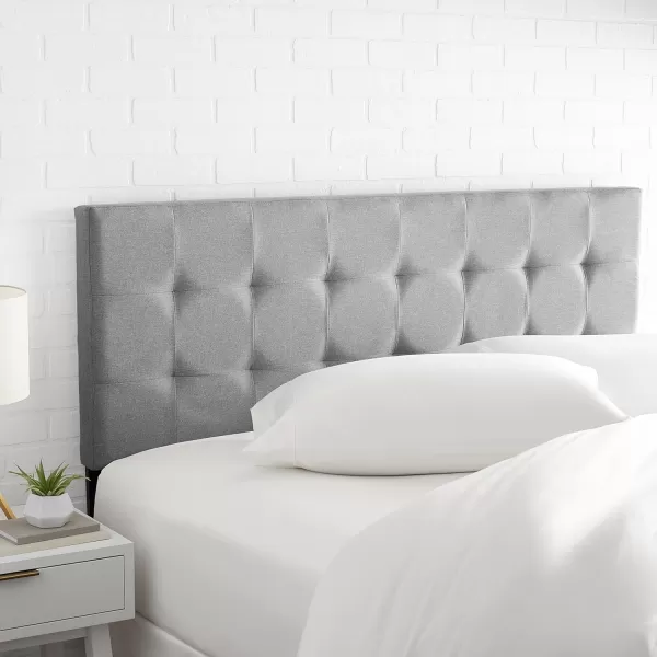 Amazon Basics Faux Linen Upholstered Tufted Headboard King GrayQueen