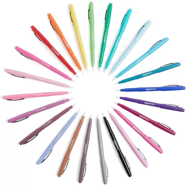 Amazon Basics Felt Tip Marker Pens 12Pack Assorted ColorsBlack 24 Pack