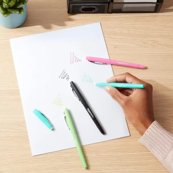 Amazon Basics Felt Tip Marker Pens 12Pack Assorted ColorsBlack 24 Pack