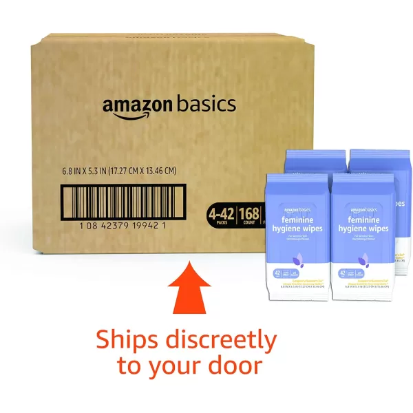 Amazon Basics Feminine Hygiene Wipes Alcohol Free pH Balanced Fresh Scent 168 Count 4 Packs of 42Amazon Basics Feminine Hygiene Wipes Alcohol Free pH Balanced Fresh Scent 168 Count 4 Packs of 42