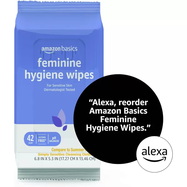 Amazon Basics Feminine Hygiene Wipes Alcohol Free pH Balanced Fresh Scent 168 Count 4 Packs of 42Amazon Basics Feminine Hygiene Wipes Alcohol Free pH Balanced Fresh Scent 168 Count 4 Packs of 42