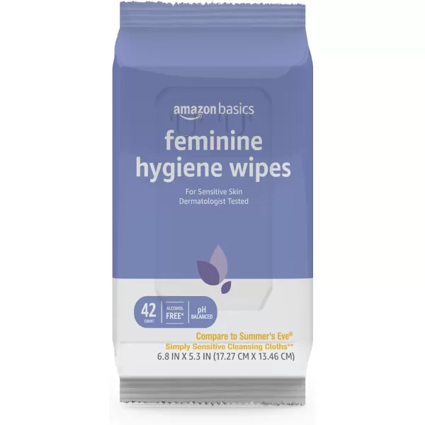 Amazon Basics Feminine Hygiene Wipes Alcohol Free pH Balanced Fresh Scent 168 Count 4 Packs of 42Amazon Basics Feminine Hygiene Wipes Alcohol Free pH Balanced Fresh Scent 168 Count 4 Packs of 42