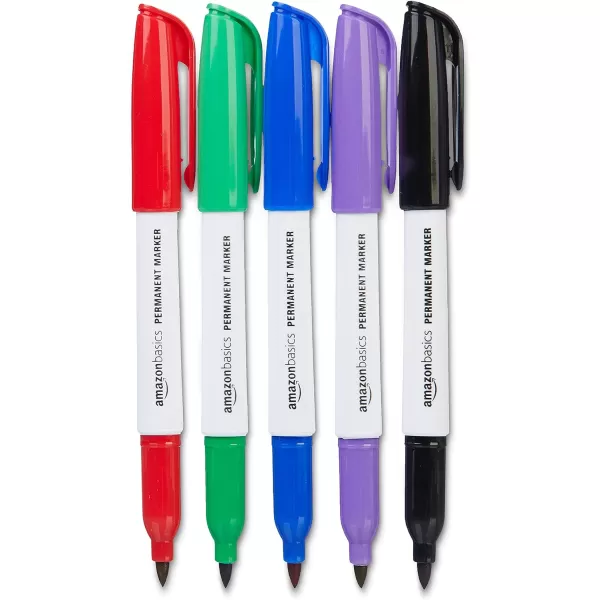 Amazon Basics Fine Point Tip Permanent Markers Black 24PackAssorted 1 Count Pack of 12