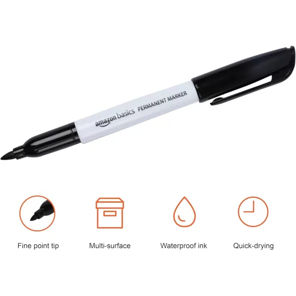 Amazon Basics Fine Point Tip Permanent Markers Black 24PackBlack 1 Count Pack of 12