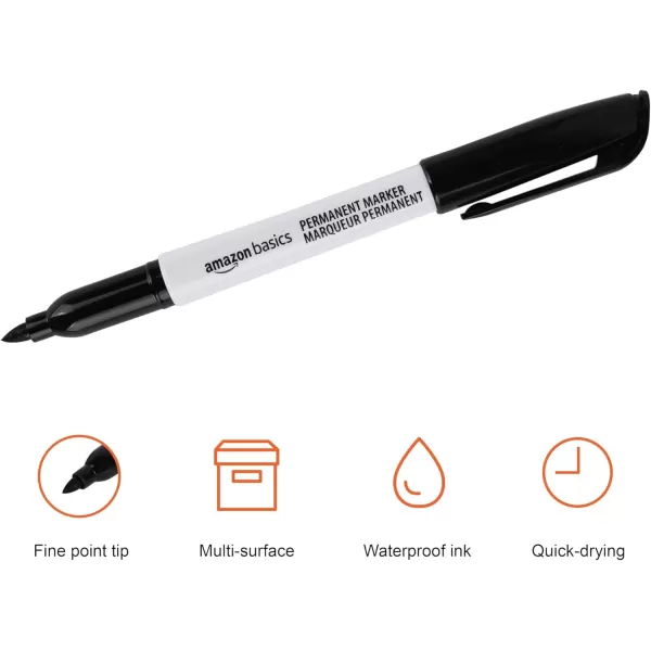 Amazon Basics Fine Point Tip Permanent Markers Black 24PackBlack 24 Pack