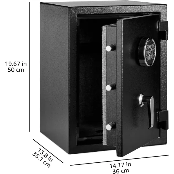 Amazon Basics Fire Resistant Security Safe with Programmable Electronic Keypad 21 Cubic Feet Black 1693W x 1378 Dx 2598H124 Cubic Feet