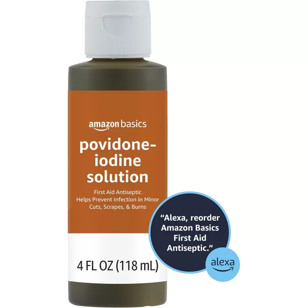 Amazon Basics First Aid Antiseptic 10 Povidone Iodine Solution 8 Fl Oz Pack of 44 Fl Oz Pack of 4