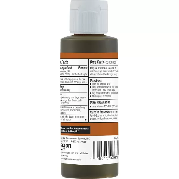 Amazon Basics First Aid Antiseptic 10 Povidone Iodine Solution 8 Fl Oz Pack of 44 Fl Oz Pack of 4