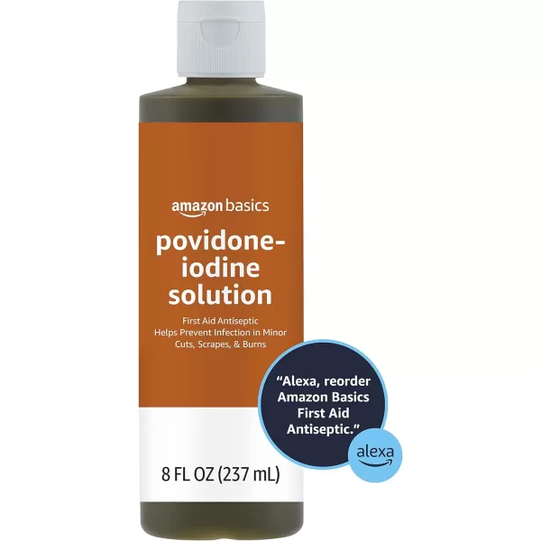 Amazon Basics First Aid Antiseptic 10 Povidone Iodine Solution 8 Fl Oz Pack of 48 Fl Oz Pack of 4