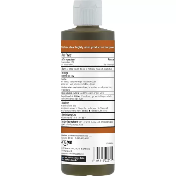 Amazon Basics First Aid Antiseptic 10 Povidone Iodine Solution 8 Fl Oz Pack of 48 Fl Oz Pack of 4