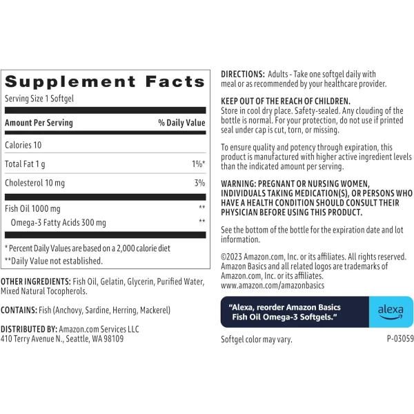 Amazon Basics Fish Oil Omega3 1000 mg 90 Softgels 1 per serving Gluten FreeAmazon Basics Fish Oil Omega3 1000 mg 90 Softgels 1 per serving Gluten Free