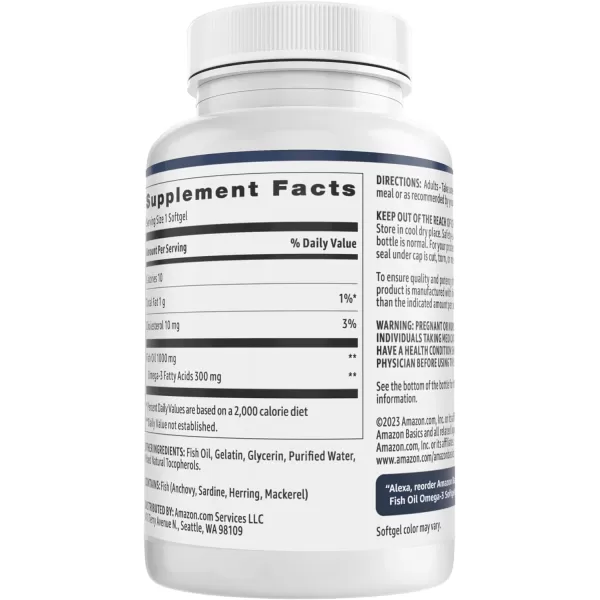 Amazon Basics Fish Oil Omega3 1000 mg 90 Softgels 1 per serving Gluten FreeAmazon Basics Fish Oil Omega3 1000 mg 90 Softgels 1 per serving Gluten Free
