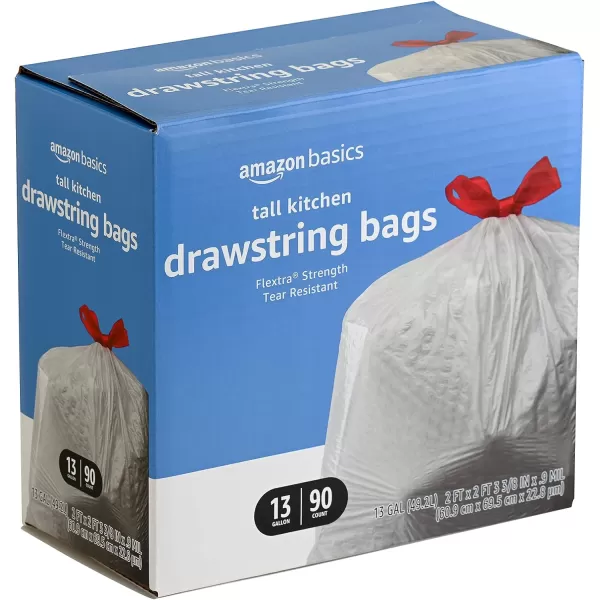 Amazon Basics Flextra Tall Kitchen Drawstring Trash Bags Fresh Scent 13 Gallon 120 CountUnscented 90 Count Pack of 1