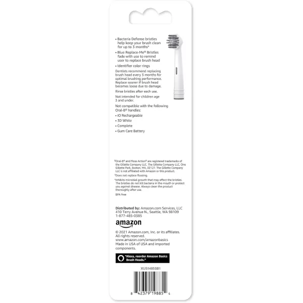 Amazon Basics Flossing Replacement Brush Heads 3 Count White Fits most OralB Electric Toothbrushes Previously Solimo3 Count Pack of 1